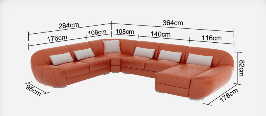 Ledersofa Couch Wohnlandschaft Ecksofa Eck Garnitur Design Modern Sofa G8022