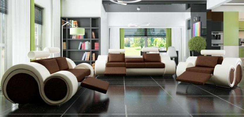 Designer Sofagarnitur 3+2+1 mit USB Polster Sofa Garnituren Braune Couch Set