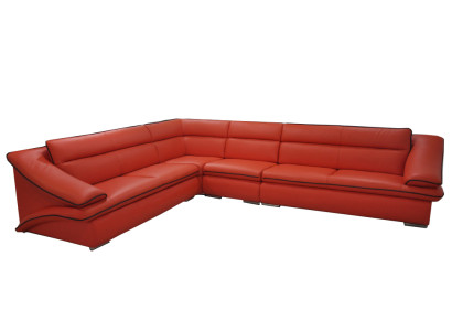 Design Leder Wohnlandschaft Eck Sofa Moderne Couch Garnitur Ecke Rot USB + LED