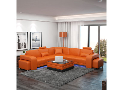Stilvolles L-förmiges Ecksofa in lebendigem Orange für Ihr Zuhause