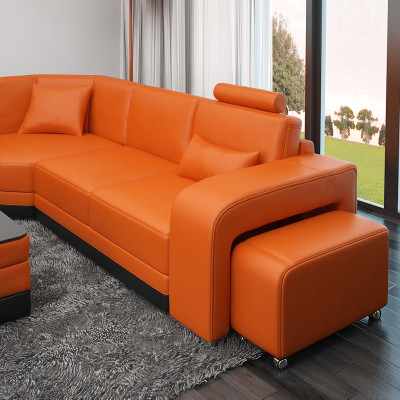 Stilvolles L-förmiges Ecksofa in lebendigem Orange für Ihr Zuhause