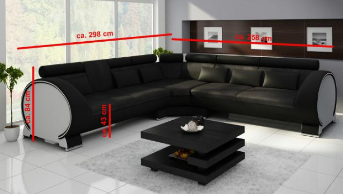 Ecksofa VIGO "LT01" Eckcouch Sofa USB Eckgarnitur Ledersofa Leder Textil Stoff