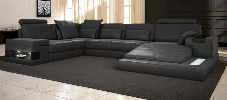 Ecksofa U-Form Couch Design Polster Textil Neu Wohnlandschaft Bettfunktion Stoff