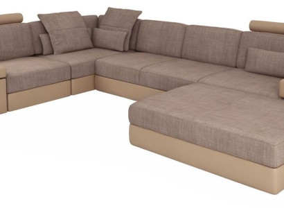 Sofas Ecksofa Leder Wohnzimmer Holz Bereich Hocker moderne L Form NEU Set