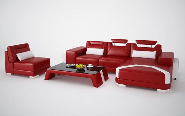 Ledersofa Couch Wohnlandschaft Ecksofa Eck Garnitur Design Modern Sofa F3011C
