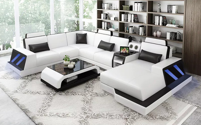 Design Eckgarnitur Wohnlandschaft Ecksofa Sofa Couch Sofas Couchen Tisch 2tlg.