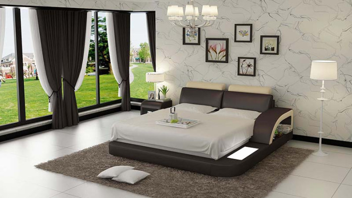 Wasserbett mit USB Hotel Doppelbett Betten Komplett Lederbett Polsterbett Wasser