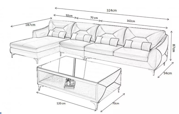 Ecksofa Polster Ecksofa LForm Modernes Couchtisch Sofa Wohnlandschaft 2tlg. Neu