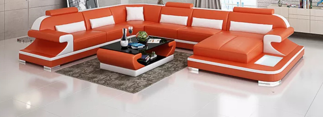 Wohnlandschaft Ecksofa UForm Modernes Sofa Ledersofa Eckgarnitur Polster Couchen
