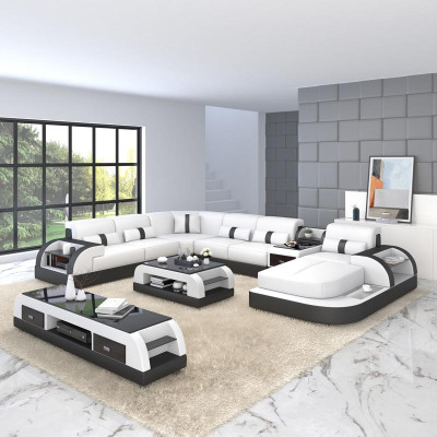 Luxus Wohnlandschaft Sofa Polster U Form Eckgarnitur Ecksofa Couch XXL Big + USB