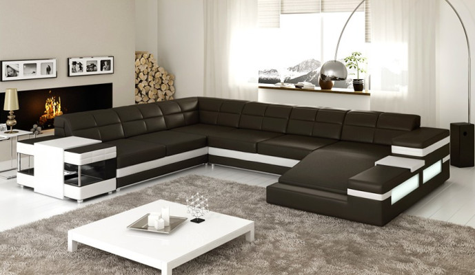 Wohnlandschaft Designer Sofa Couch Big Polster Leder Sofas Eck Ecke Sitz PH3006