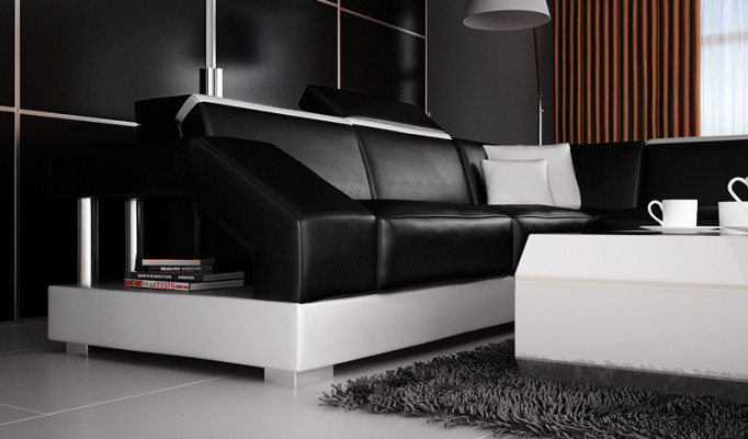 Ledersofa Sofa Couch Wohnlandschaft Ecksofa Garnitur Design Modern Sofa mit USB