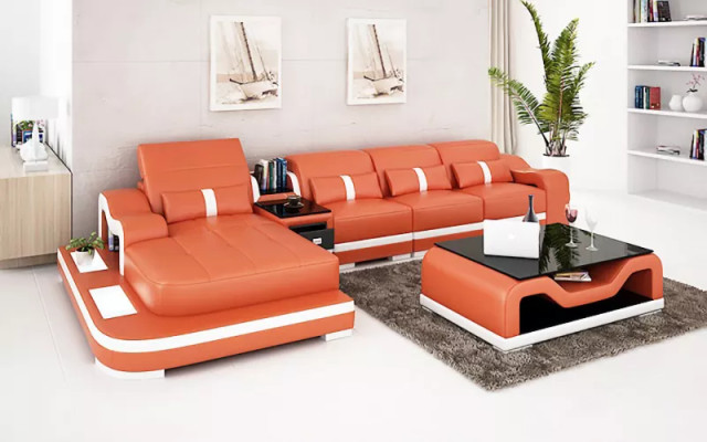 Polster Ecksofa Ecksofa Wohnlandschaft Ledersofa Designer-Sofa Ecksofa L-Form