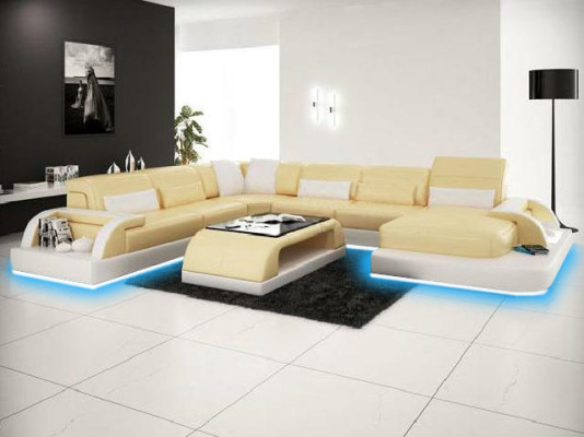 Wohnlandschaft Couch Polster Eck Garnitur Designer Ledersofa Big Sofa Couchen