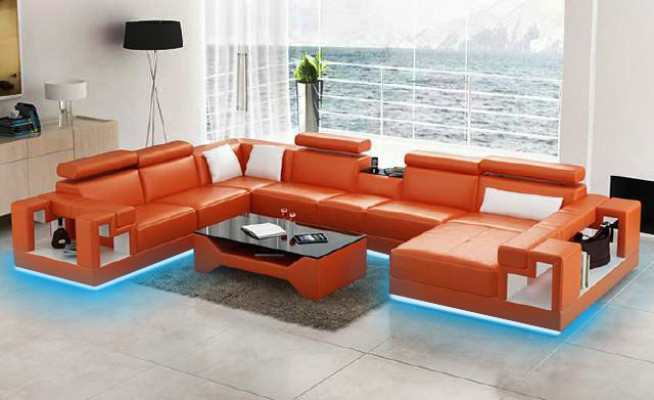 Ledersofa Wohnlandschaft Ecksofa Couch Sofa Eck Garnitur Ecke XXL Big 2710A