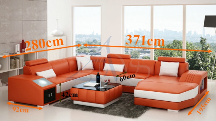 Wohnlandschaft Ecksofa Ledersofa Sofa Couch Polster Sitz Eck Garnitur Neu