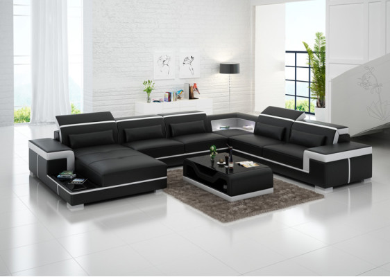 Komfortables XXL Ledersofa mit innovativer Ergonomie und LED-Beleuchtung