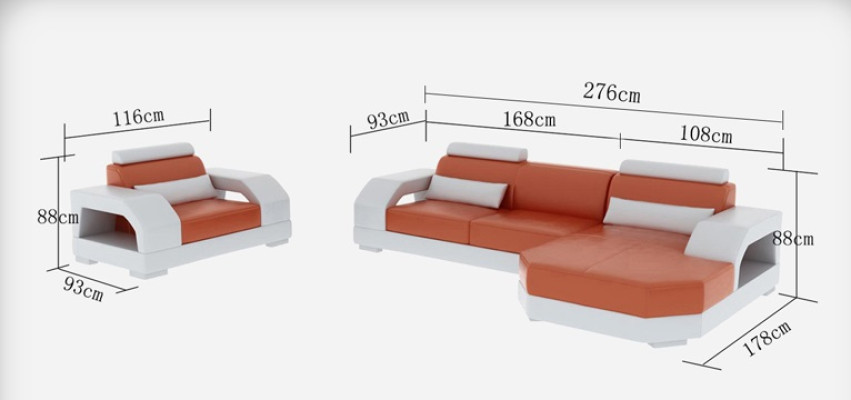 Ledersofa Couch Wohnlandschaft Ecksofa + 1 Sitzer Garnitur Design Modern G8001E