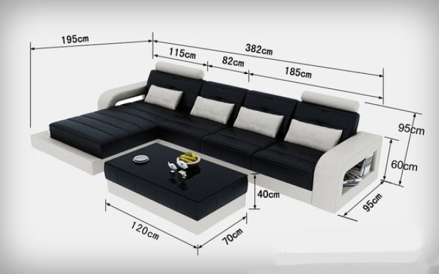Ledersofa mit USB Wohnlandschaft Eck Garnitur Design Modern Sofa L-Form L6008