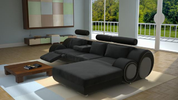 Designer Garnitur Wohnlandschaft Eckcouch + USB,Sofa Polster Ledersofa Sofas Neu