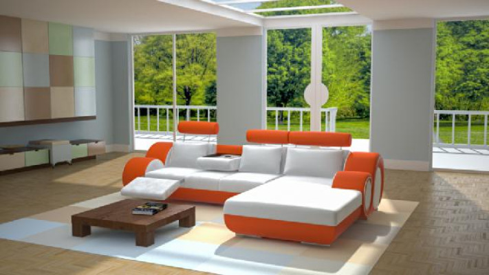 Designer Garnitur Wohnlandschaft Eckcouch + USB,Sofa Polster Ledersofa Sofas Neu