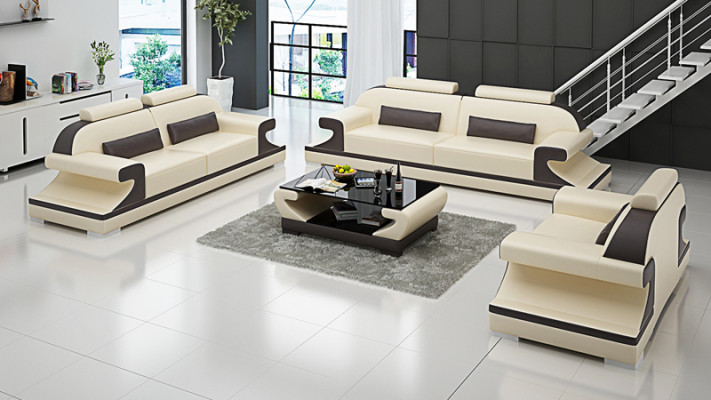 Ledersofa Couch Wohnlandschaft 3+2+1 Sitzer Garnitur Sofa Sofagarnitur