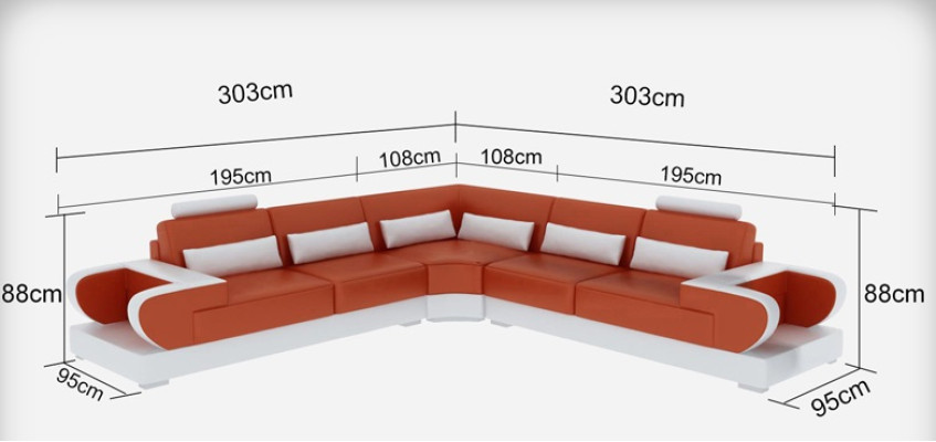Ledersofa Couch Wohnlandschaft Ecksofa Eck Garnitur Design Modern Sofa G8003B