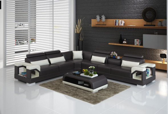 Sofa Ledersofa Couch Wohnlandschaft Eck Ecksofa Modern Design Garnitur
