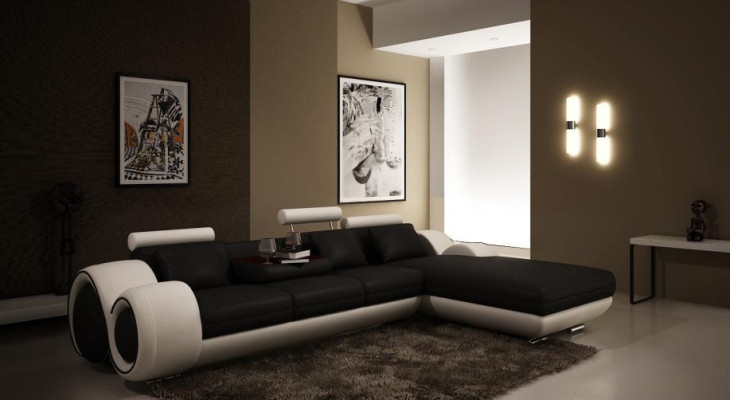 Patentiertes Design Ecksofa Sofa + USB,Polster Leder Ecke Wohnlandschaft BERLIN