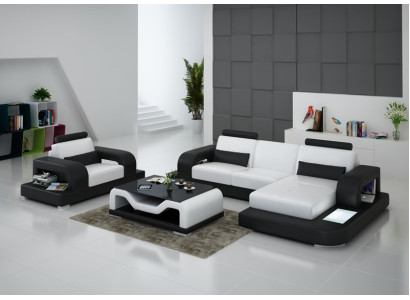 Ledersofa Couch Wohnlandschaft Eck Sessel Garnitur Design Modern Sofa