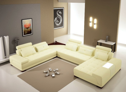 Wohnlandschaft Couch Polster Eck Garnitur Designer Ledersofa Big Sofa Neu + USB