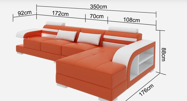 Ledersofa mit USB Wohnlandschaft Ecksofa Eck Garnitur Design Modern Sofa G8033C