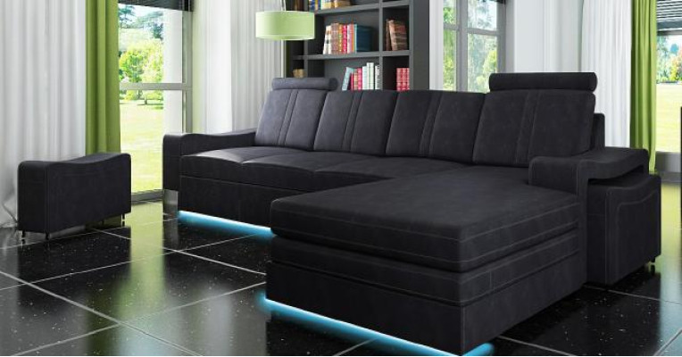 Textilcouch Eckcouch Stoffsofa mit USB Ecksofa Sofa Polster Garnitur Ecke Neu