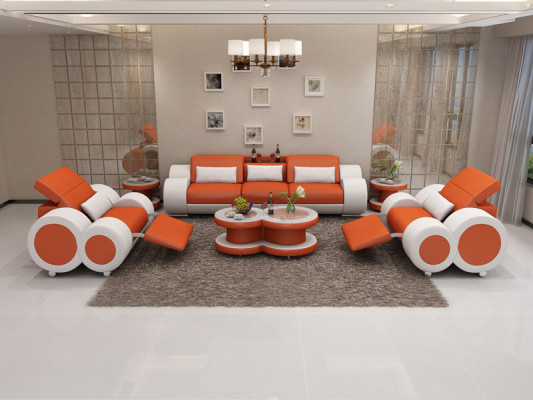 Ledersofa Couch Sofagarnitur Neu 3+1+1 Sitzer Garnitur Design Modern Sofa