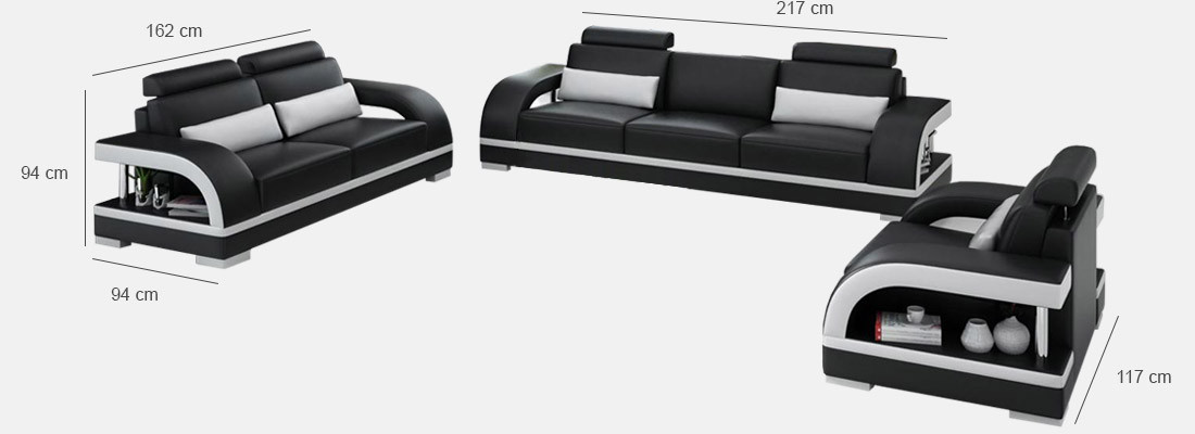 Designer Sofagarnitur Ledersofa mit USB Set 3+2+1 Garnitur Sofa Couch Garnituren