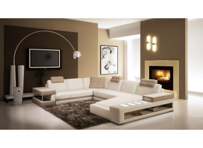 Ledersofa Ecksofa Eckcouch Polster Sitz Ecke Garnitur Wohnlandschaft