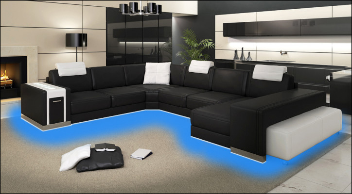 Wohnlandschaft Designer Sofa Couch Big Polster Leder Sofas Eck Ecke Sitz