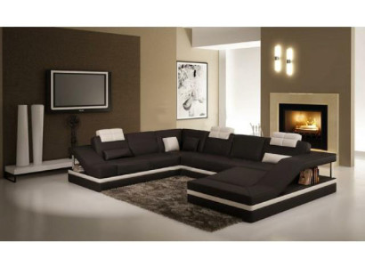 Wohnlandschaft Ecksofa Ledersofa Sofa Couch Polster Sitz Eck Garnitur