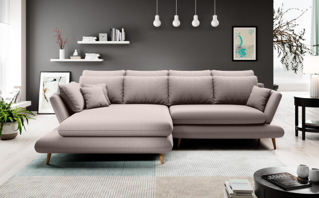 Stoff L-Form Couch Wohnlandschaft Ecksofa Sofa Modern Design Beige Sofa Couchen