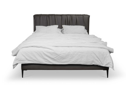 Graues Doppelbett Polster Betten Bettkasten Design Eleganter Stoff Bett
