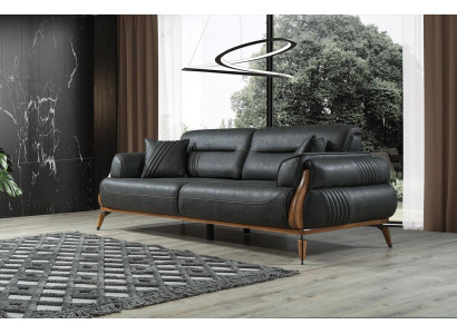 Schwarz Dreisitzer Sofa Luxus Polstersofas Designer Möbel Wohnzimmer