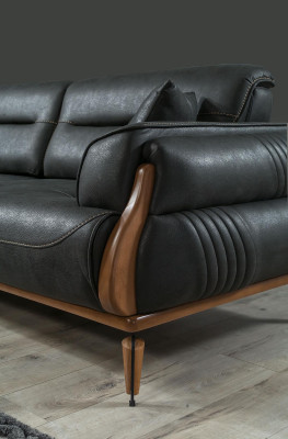 Schwarz Dreisitzer Sofa Luxus Polstersofas Designer Möbel Wohnzimmer