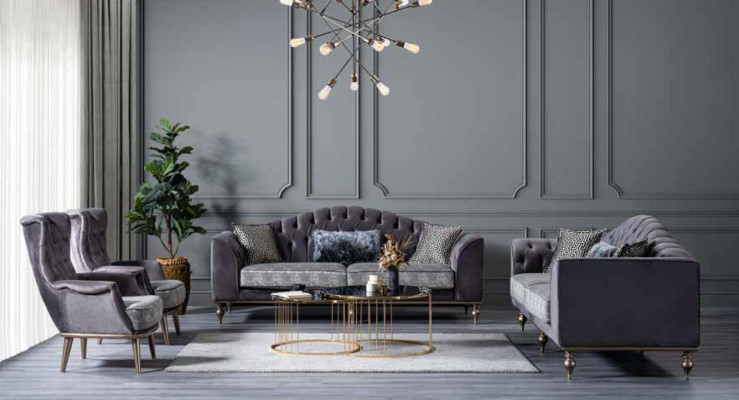 Chesterfield Sitzgarnitur Dreisitzer Sessel Designer Wohnzimmermöbel