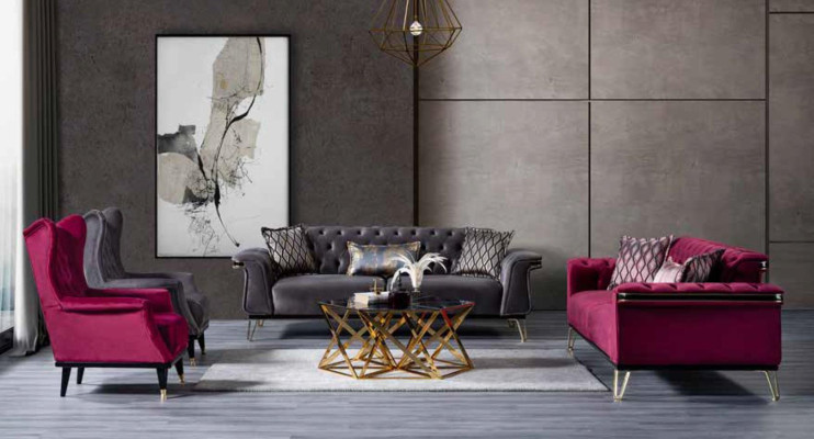 Bunte Chesterfield Coucgarnitur Luxus Sofas Dreisitzer Zweisitzer Sessel