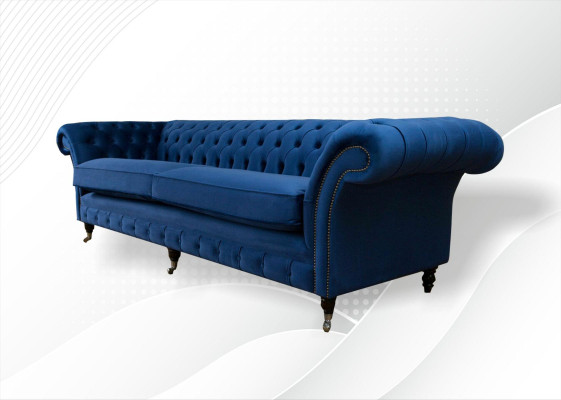 Blaue xxl Big Sofa Couch Chesterfield 265cm Polster Sofas 4 Sitzer