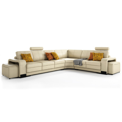 Ecksofa + USB,Polster Sofa Wohnlandschaft Sitz Eck Garnitur Leder Textil FrancoC