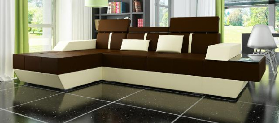 Ledersofa Wohnlandschaft Couch Sofa Ecksofa mit USB, Ledercouch Polster Ecke