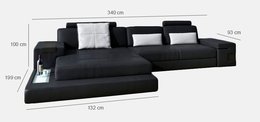 LForm Wohnlandschaft Couch Big XXL Sofa Leder Polster Ecke Garnitur Stoff Textil