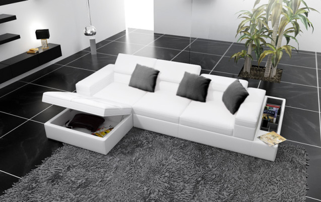 Ledersofa Sofa mit USB Wohnlandschaft Ecksofa Eck Garnitur Design Modern K5006D
