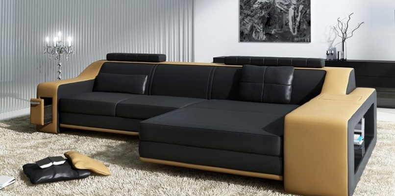 Design Ecksofa Sofa Couch Polster Sitz Eck Garnitur Sofas Leder Textil Themar WG